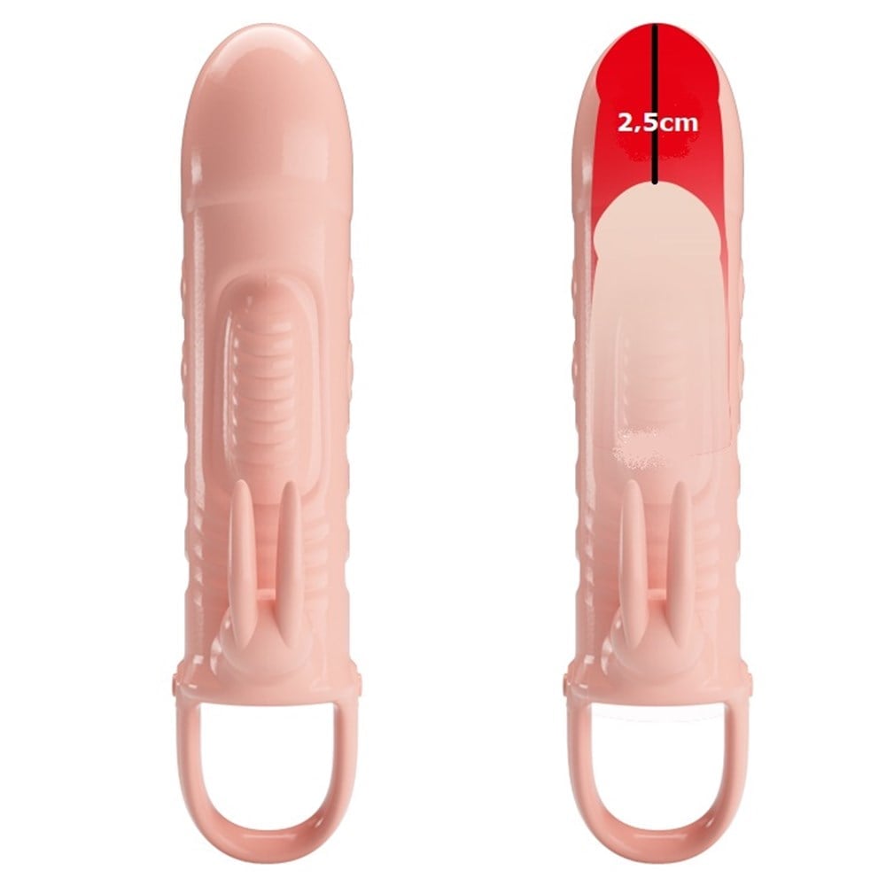 2,5 cm Dolgu Uzatmalı Titreşimli Vibratör Penis Kılıfı