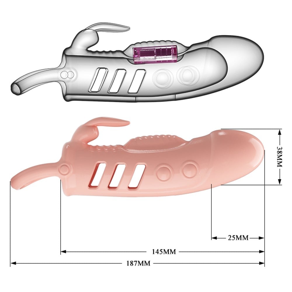 2,5 cm Dolgu Uzatmalı Titreşimli Vibratör Penis Kılıfı